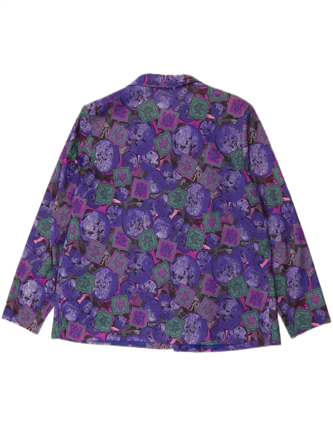 NORMAN LINTON Womens 2 Button Blazer Jacket UK 18 XL Purple Patchwork