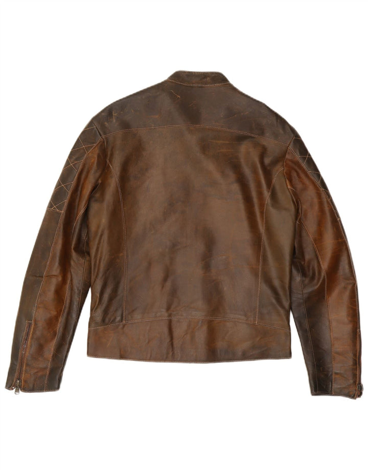 Jachetă de piele vintage pentru bărbați UK 36 din piele maro mică