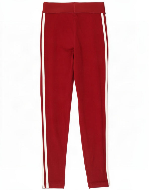 Adidas Womens Leggings UK 4/6 XS Red Cotton