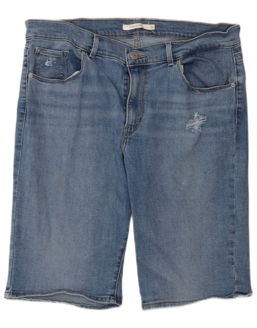 Pantaloni scurți din denim bermude distressed pentru femei LEVI'S W32 bumbac albastru mare