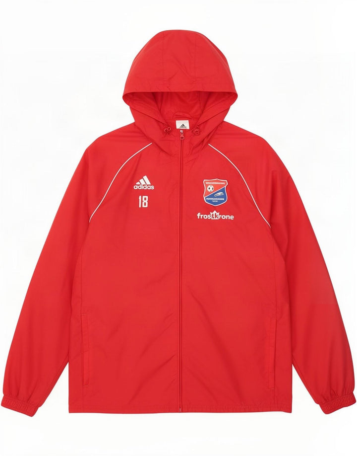 Jachetă de trening cu glugă grafică Adidas pentru bărbați, nailon roșu mediu