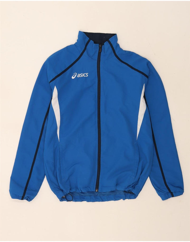 Jachetă de top pentru trening grafic Asics pentru bărbați, albastru mediu, poliester color bloc