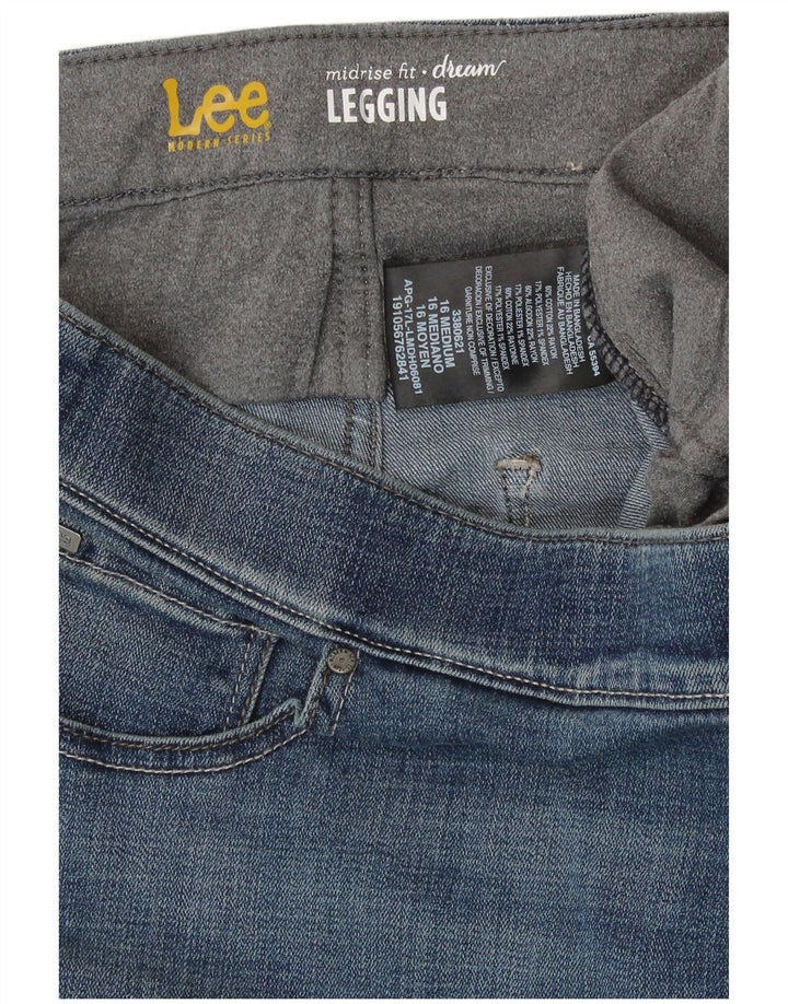 Blugi jegging Capri cu talie medie LEE pentru femei US 16 2XL W38 L21 albastru bumbac