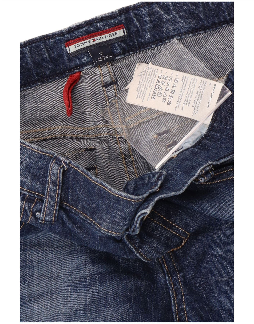 TOMMY HILFIGER Blugi drepti pentru baieti 11-12 ani W28 L26 albastru bumbac