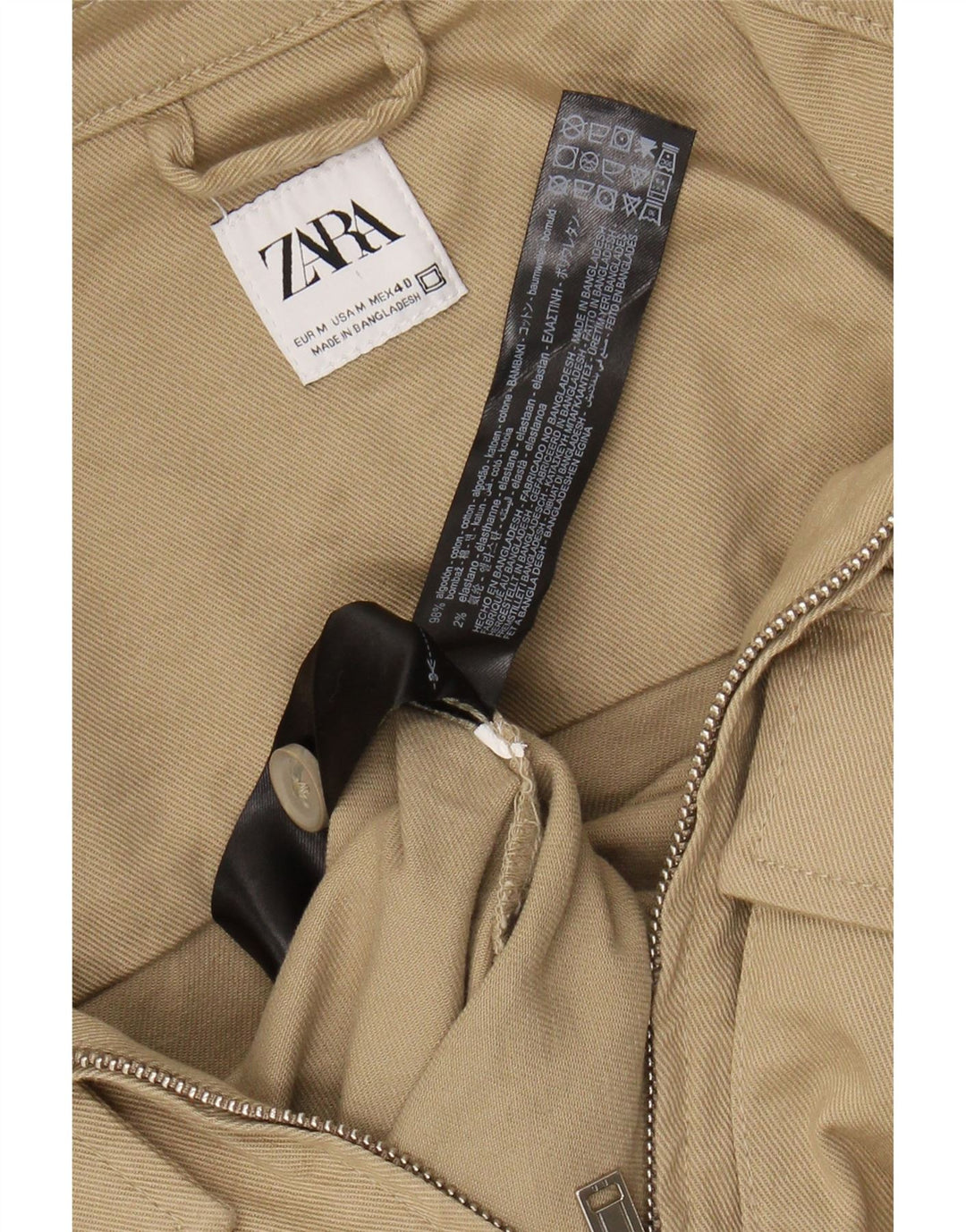 Bomber pentru bărbați ZARA UK 38, bumbac mediu, bej