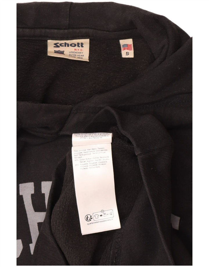 Pulover Schott pentru bărbați cu hanoră grafică, bumbac mic, negru