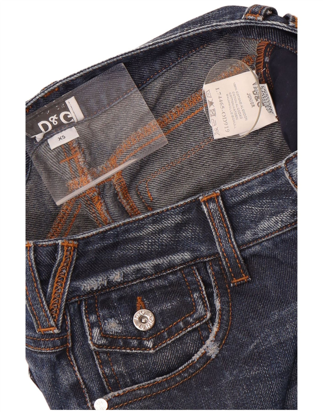 Blugi drepti pentru femei Dolce & Gabbana XS W26 L30 Blue Patchwork Bumbac