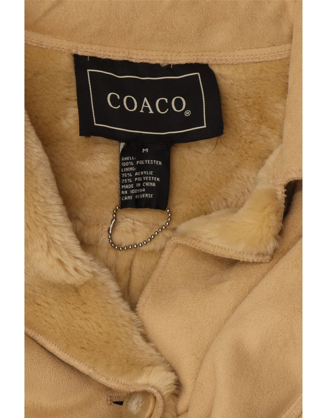 VINTAGE Womens Sherpa Overcoat UK 12 Medium Beige Polyester Classic Vintage Vintage and Second-Hand Vintage from Messina Hembry 