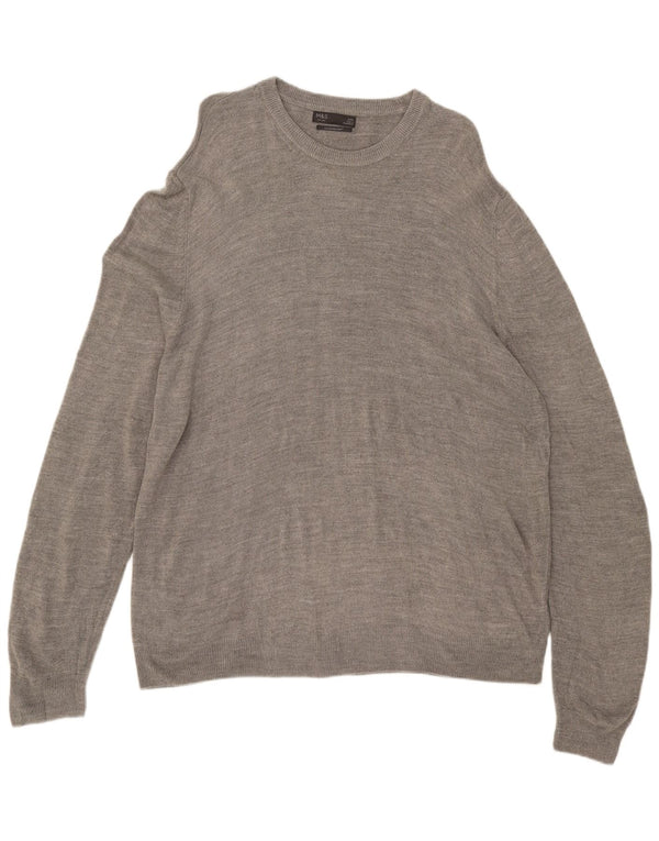 Pulover pentru bărbați Marks & Spencer, cu gât crew, 2XL, gri acrilic
