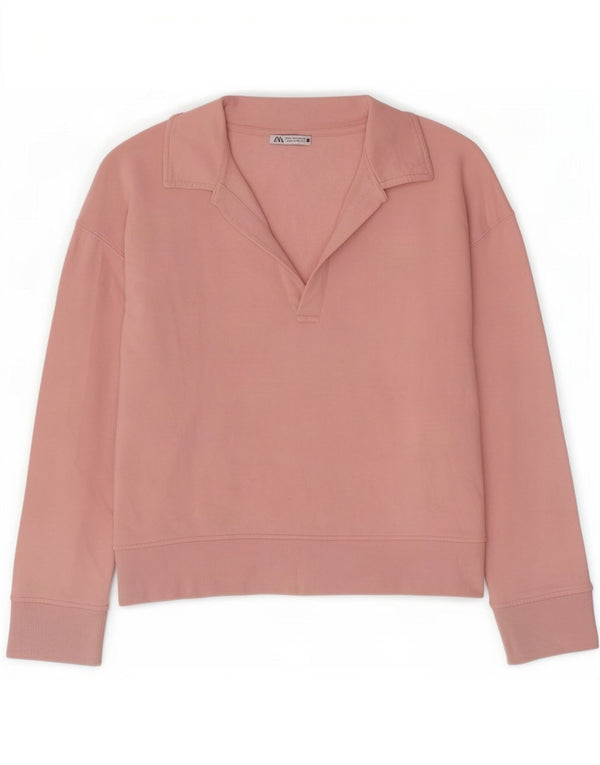 Pulover pentru femei cu gât polo supradimensionat Zara UK 16 mare roz