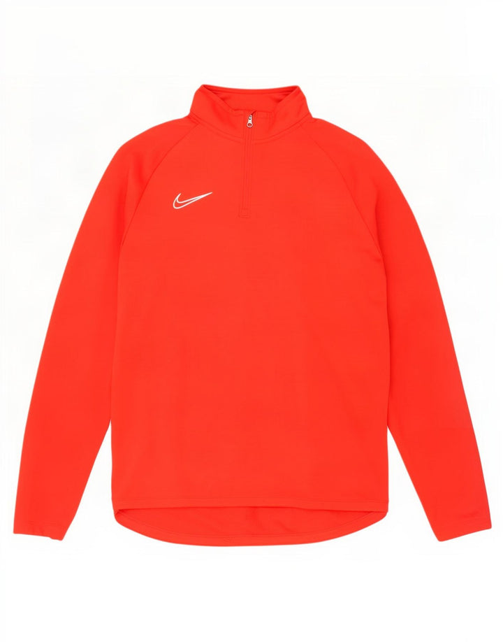 Top de trening pentru bărbați Dri Fit, cu fermoar și gât, color block, roșu mare
