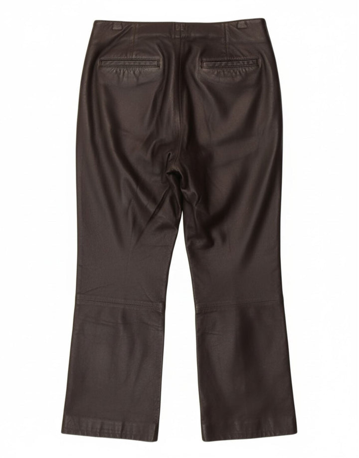 HELIUM Womens Bootcut Leather Trousers UK 12 Medium W30 L25 Black