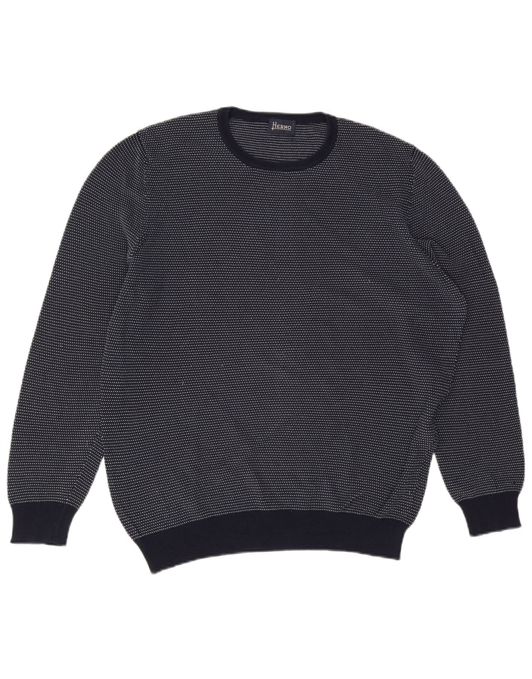 Pulover HERNO pentru bărbați cu gât roșu IT 52 mare bumbac bleumarin