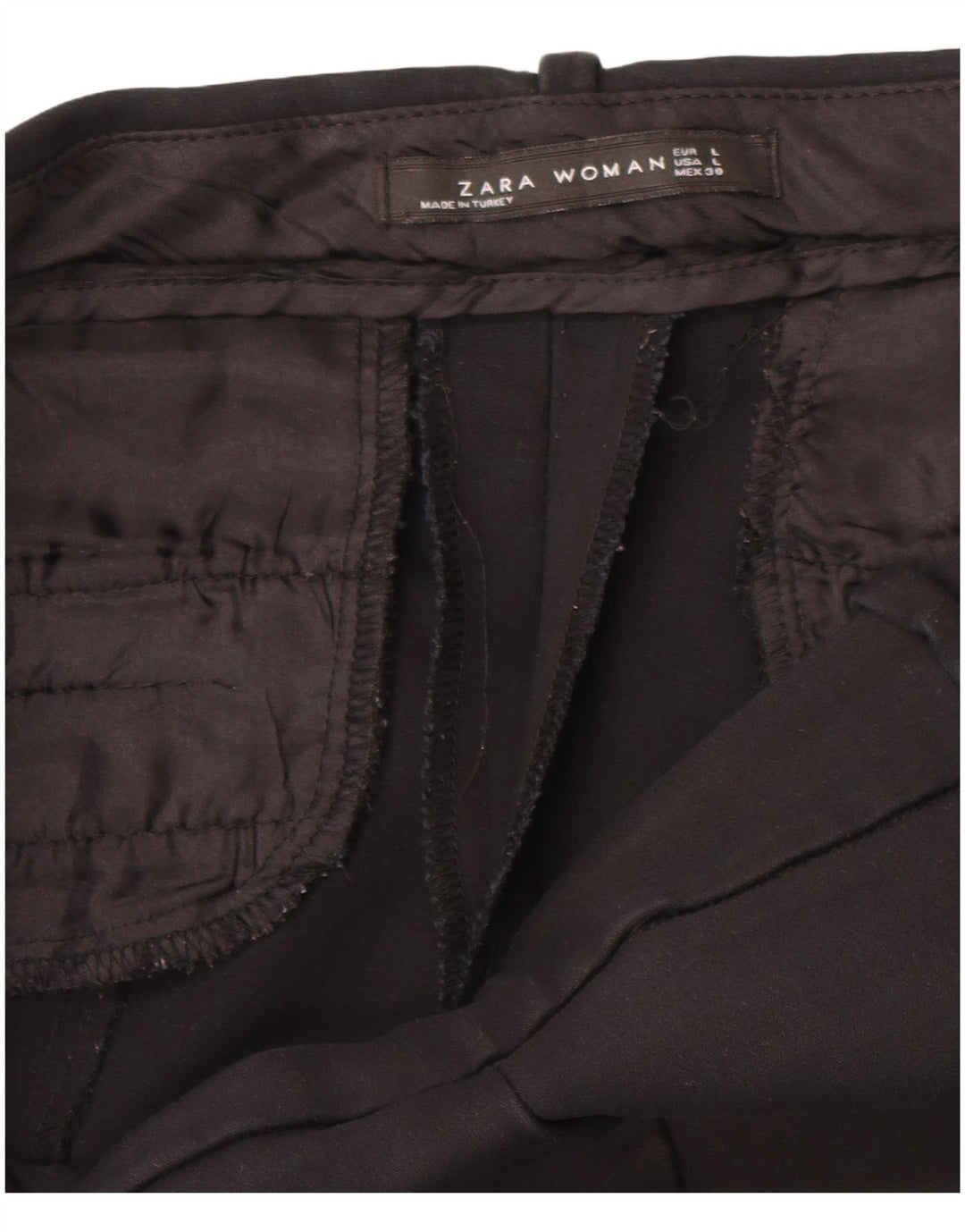 Pantaloni tăiați pentru femei Zara, mari, L34 L24, negri