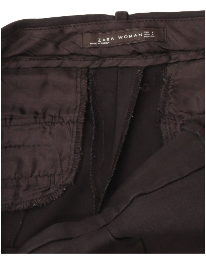 Pantaloni tăiați pentru femei Zara, mari, L34 L24, negri