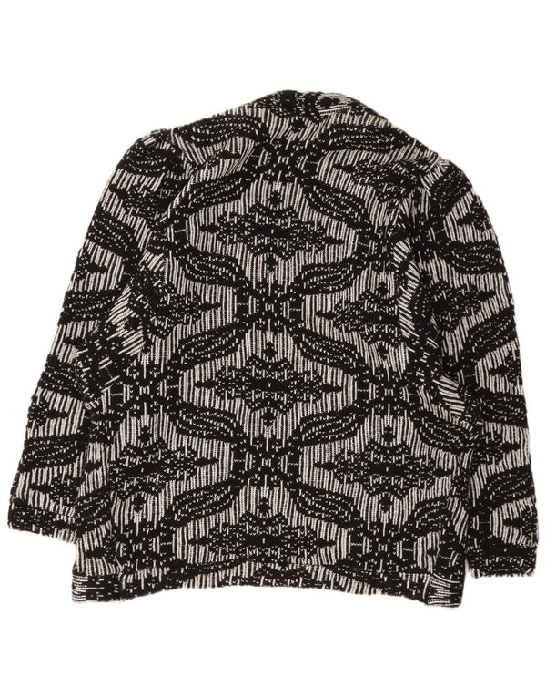 Pulover cardigan deschis pentru femei Il Birillo UK 16 Large Black Floral Acrylic