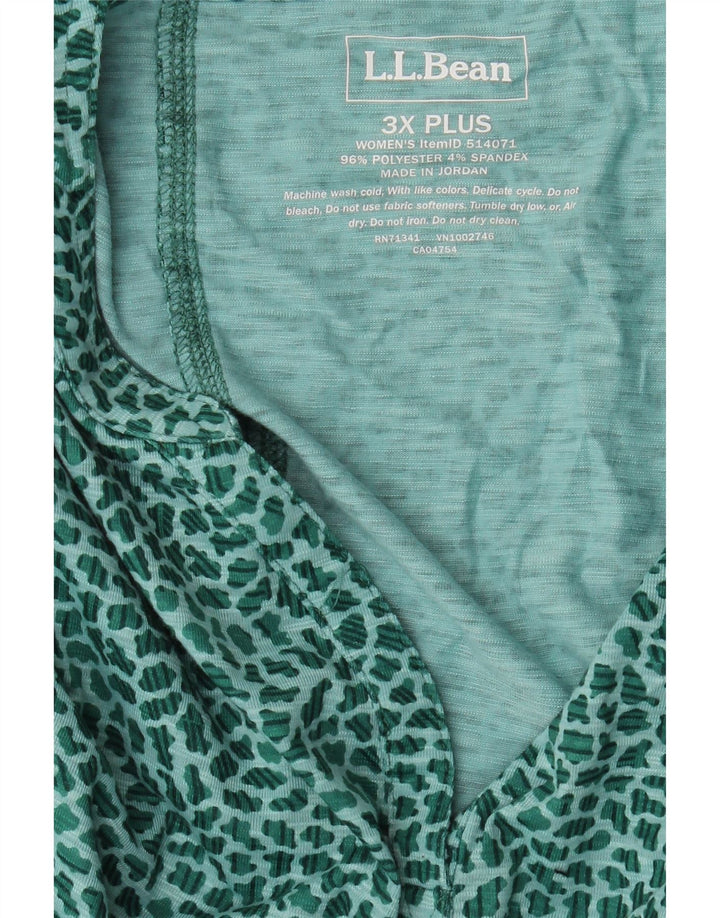 Bluză L.L.BEAN pentru femei, cu mâneci 3/4, Marea Britanie 22 3XL, verde, imprimeu cu animale