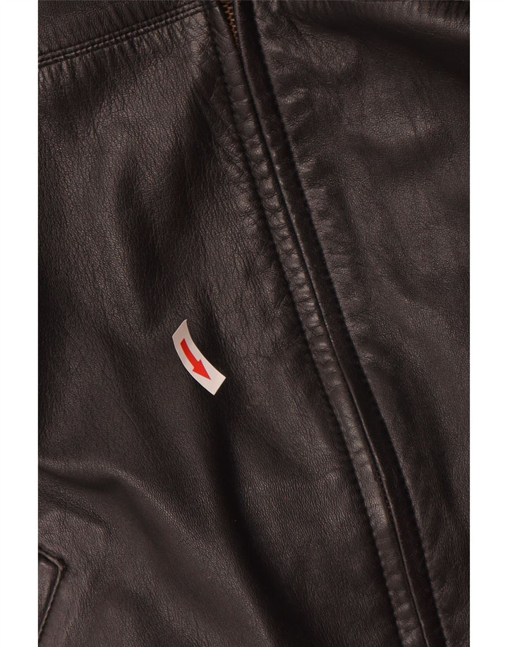 Gilet din piele vintage pentru bărbați UK 36 Small Black