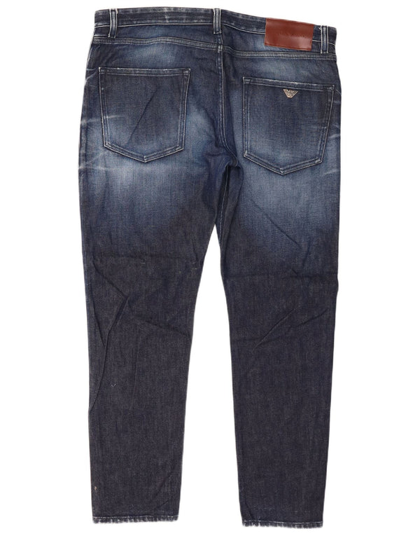 Emporio Armani Blugi pentru bărbați slim, învechiți, W36 L30, bumbac bleumarin