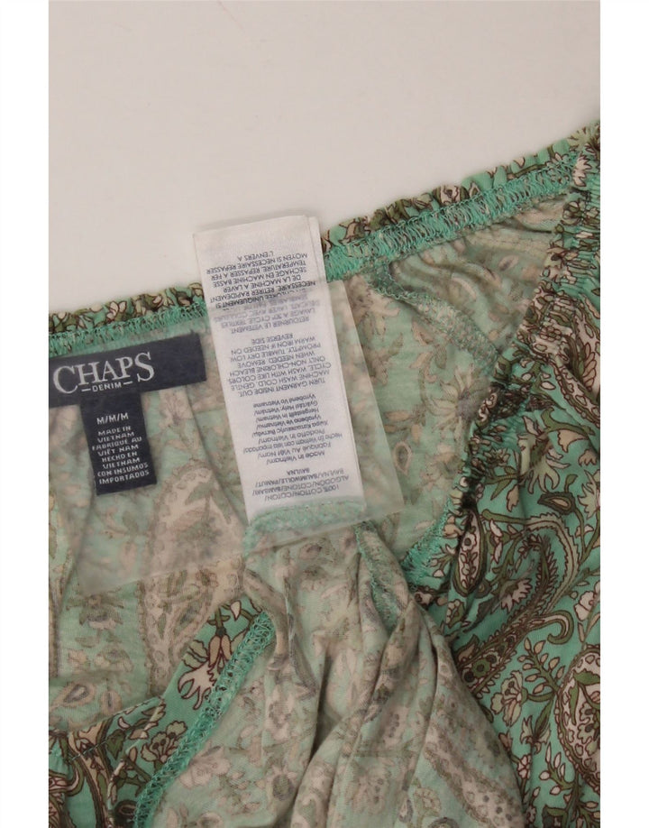 Bluză de top cu mâneci 3/4 pentru femei CHAPS UK 14, bumbac paisley verde mediu