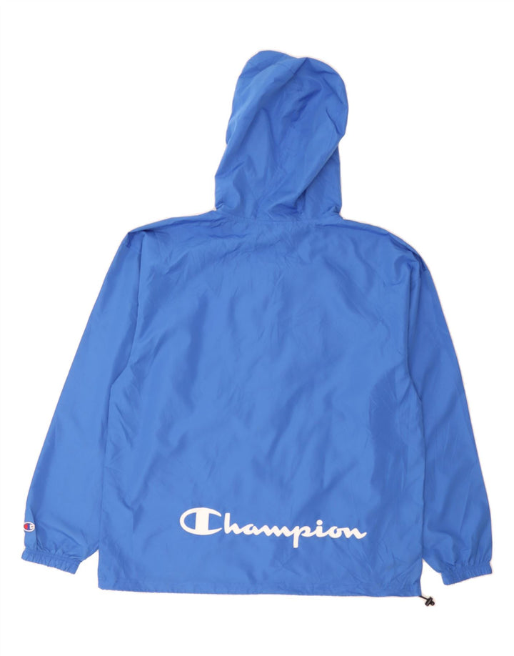 CHAMPION Mens Pullover Hooded Rain Jacket UK 40 Large Blue Polyester Vintage Champion and Second-Hand Champion from Messina Hembry 