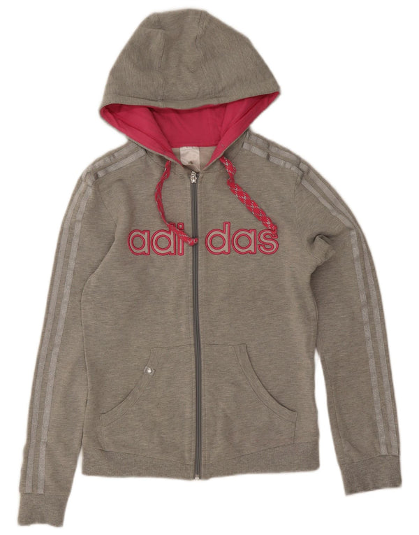 Pulover Adidas Graphic Zip pentru femei UK 12 Bumbac gri mediu