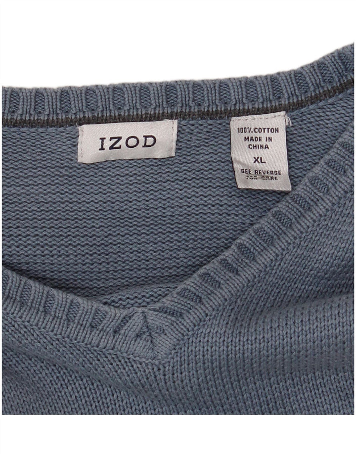Pulover IZOD pentru bărbați, cu decolteu în V, XL, bumbac, albastru