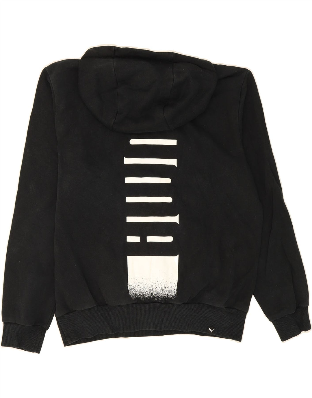 PUMA Mens Graphic Hoodie Jumper Medium Black Cotton Vintage Puma and Second-Hand Puma from Messina Hembry 