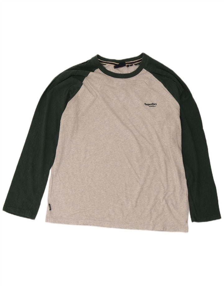 Top pentru bărbați Superdry cu mânecă lungă 2XL, gri, bumbac color bloc