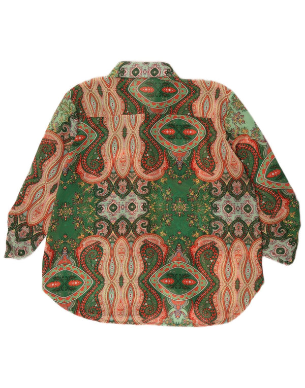 Bluză cu cămașă transparentă pentru femei vintage UK 16, verde, cachetă mare