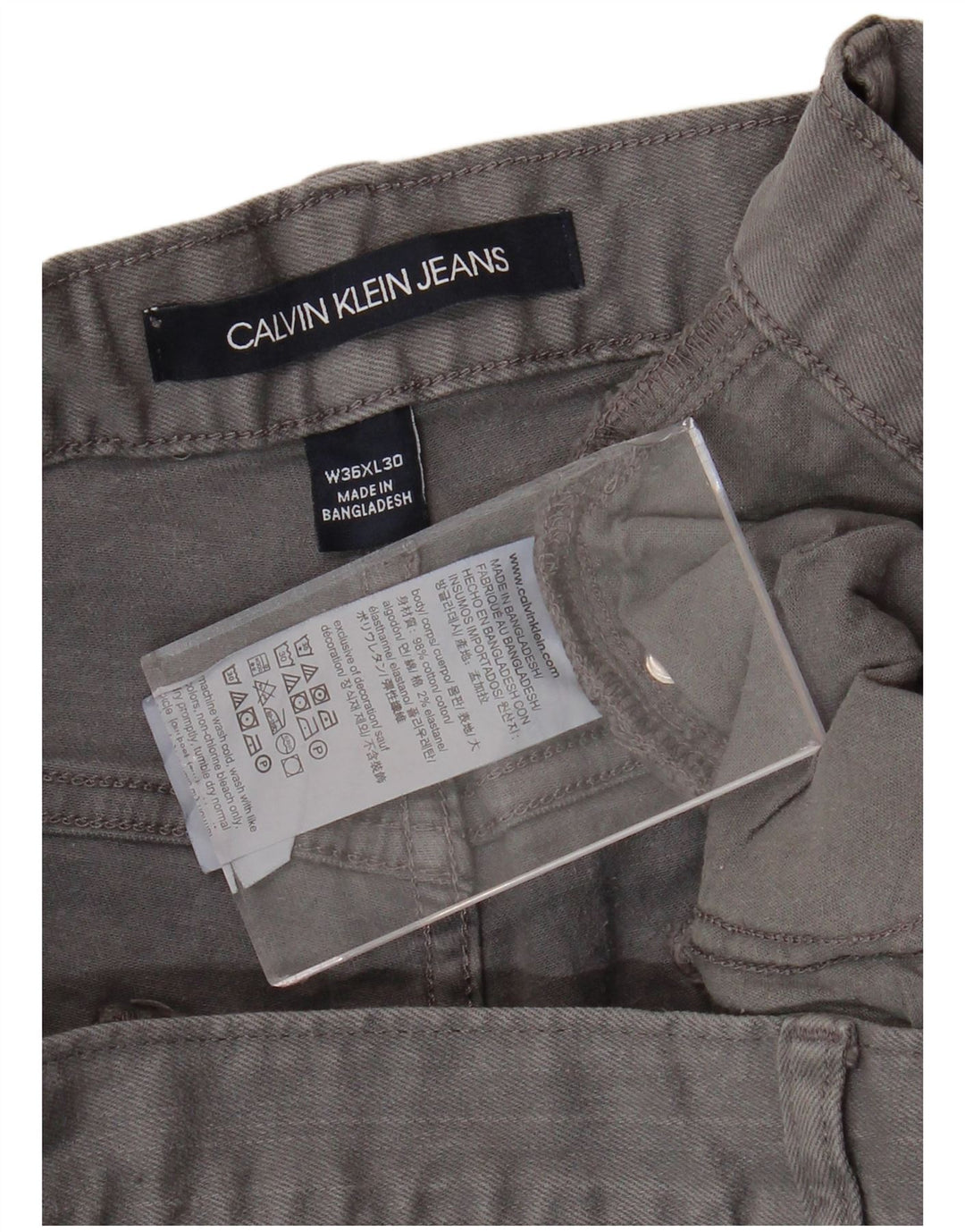 Blugi drepti pentru bărbați CALVIN KLEIN W36 L30 bumbac gri