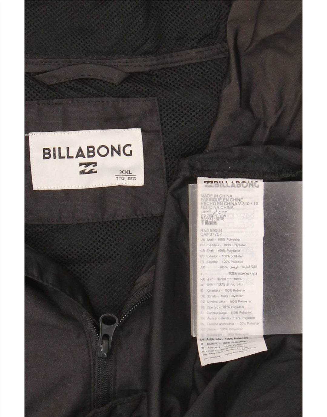 Jachetă de ploaie cu glugă cu glugă Billabong pentru bărbați UK 44 2XL Poliester negru