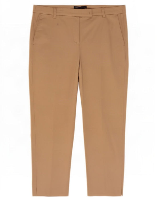Marks & Spencer Pantaloni de costum crop pentru femei UK 14 Large W34 L24 Bej Bumbac