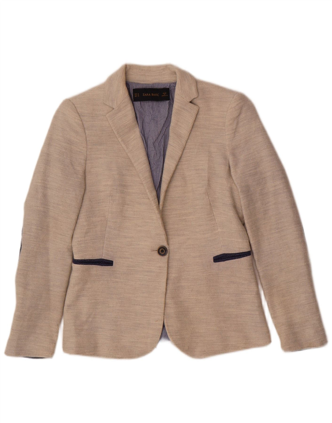 Sacou blazer pentru femei Zara, cu 1 nasture, UK 12, poliester mediu bej