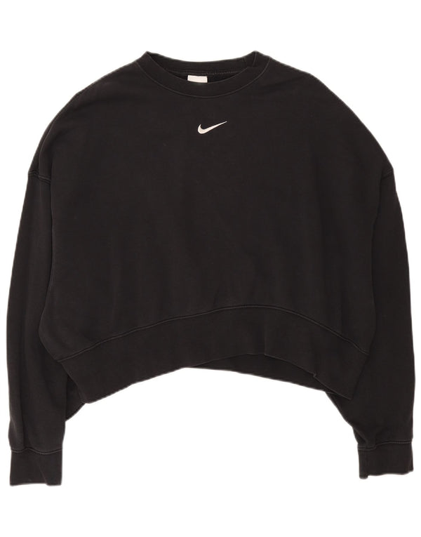 Pulover oversized pentru femei Nike Crop, UK 10, bumbac negru mic