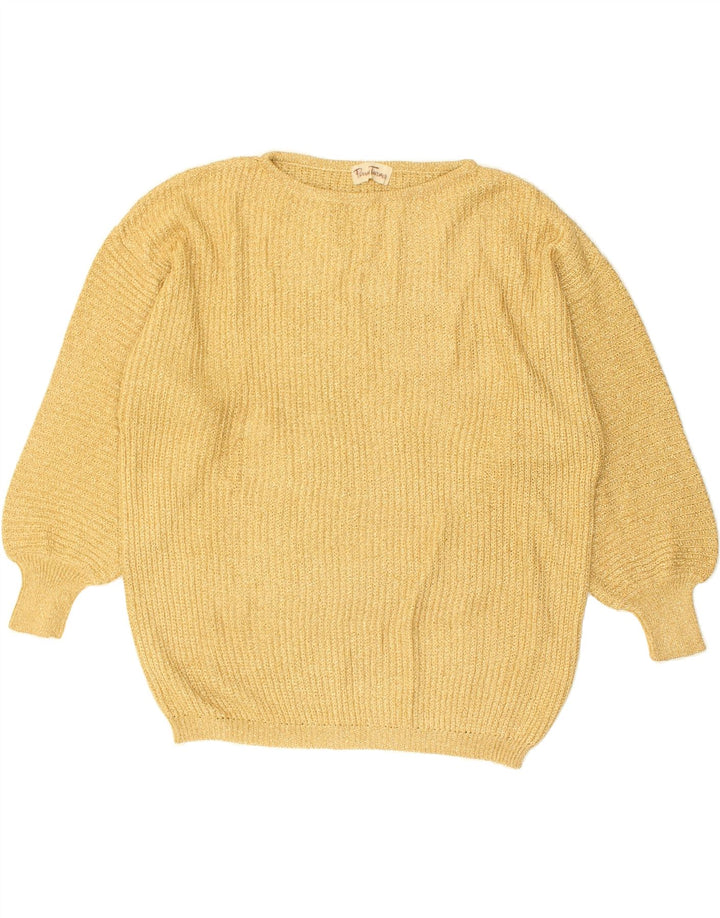 VINTAGE Womens Boat Neck Jumper Sweater IT 48 XL Yellow Acrylic | Vintage Vintage | Thrift | Second-Hand Vintage | Used Clothing | Messina Hembry 