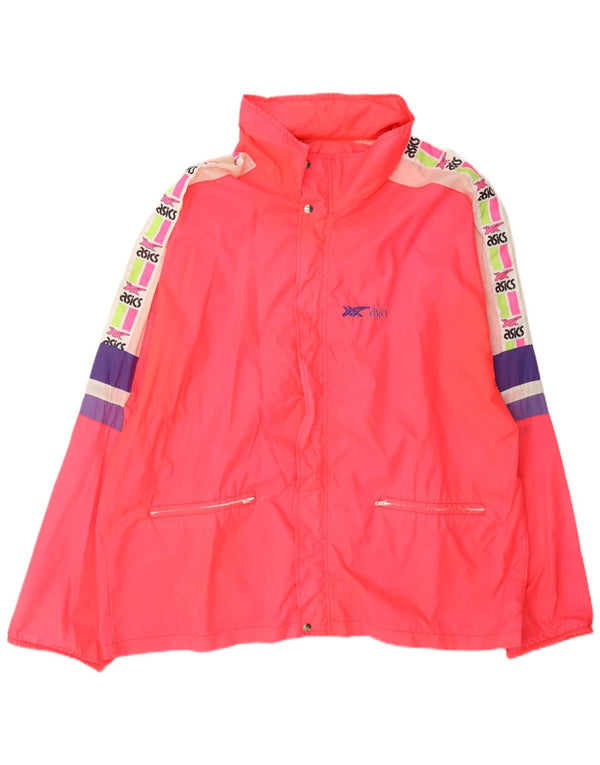 Jachetă de ploaie cu glugă cu glugă Asics pentru bărbați UK 42 XL roz din poliamidă color bloc