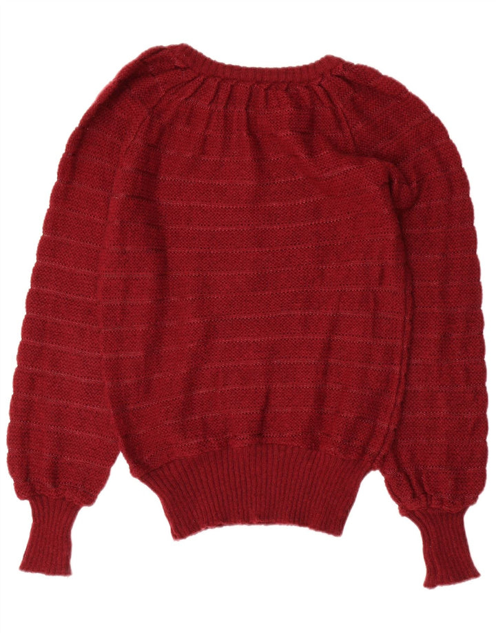 Pulover pentru femei VINTAGE cu gâtul cu barca UK 12 Maroon mediu