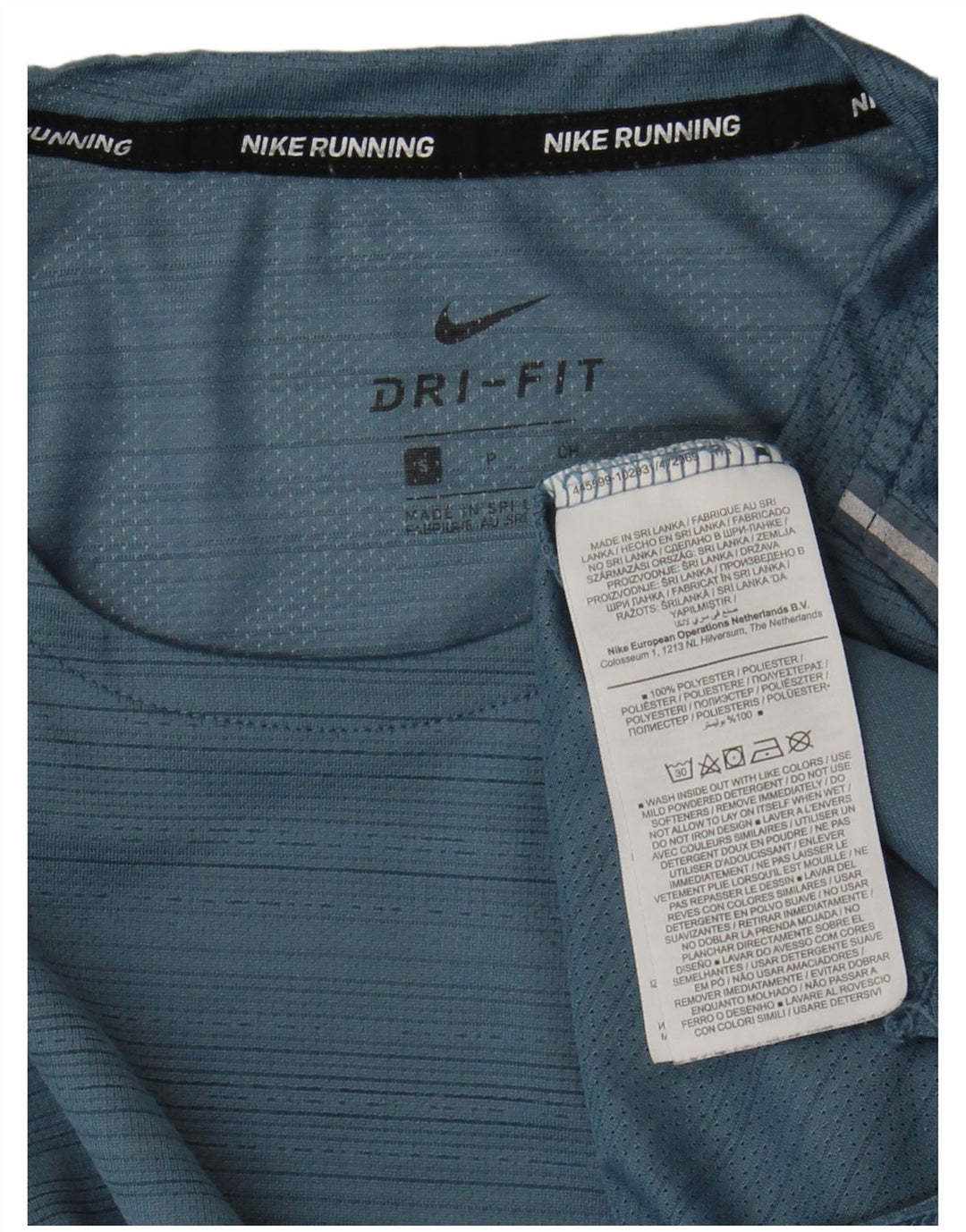 Tricou Nike Dri Fit pentru bărbați Top mic din poliester cu dungi albastre