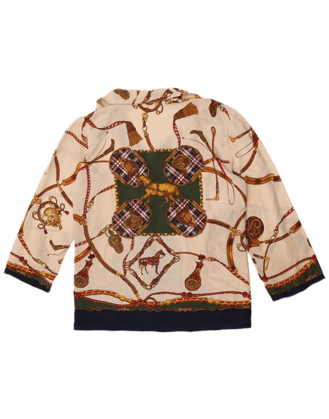 Bluză vintage pentru cămașă de călărie pentru femei UK 14 mare, multicoloră
