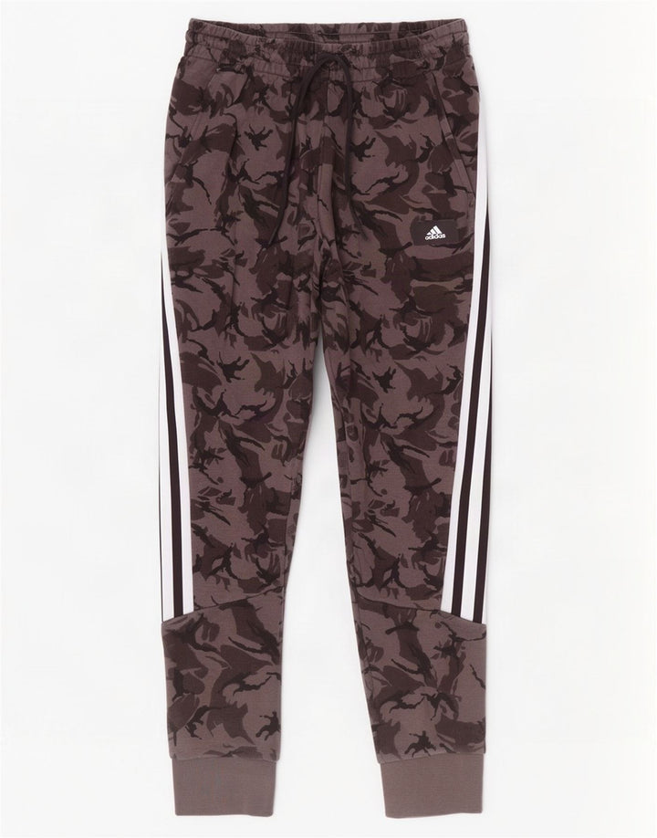 Pantaloni de trening pentru bărbați Adidas Pantaloni de jogging, bumbac camuflaj, gri mediu