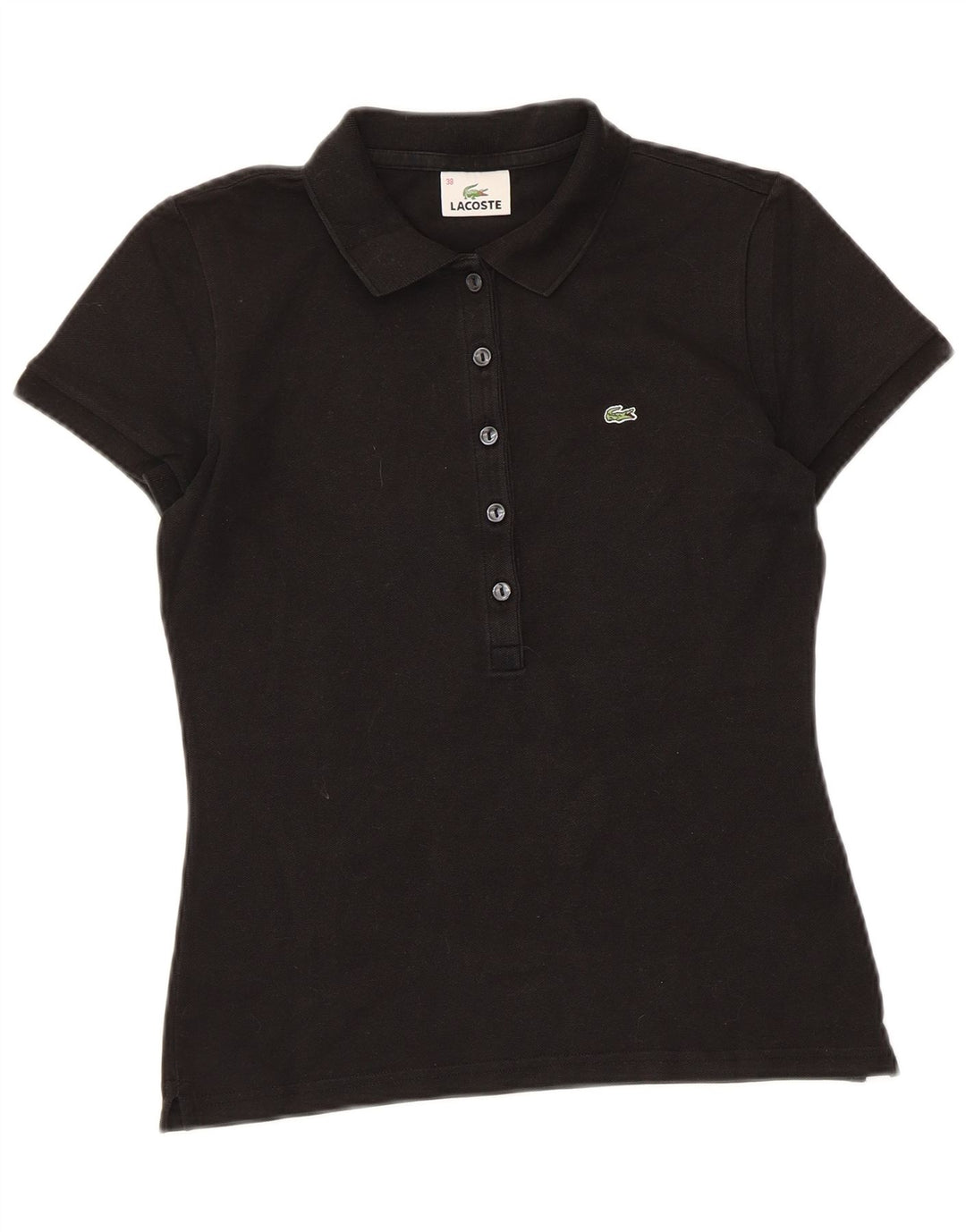 Tricou polo Lacoste pentru femei Mărimea 38 bumbac negru mediu
