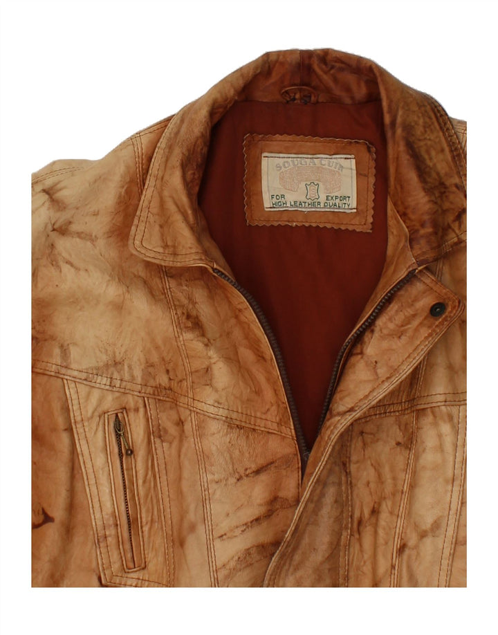 Jachetă de piele pentru bărbați VINTAGE UK 40 mare, maro, retro, din piele