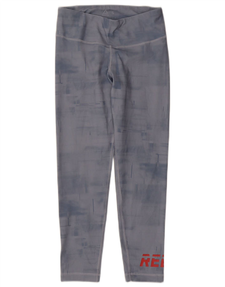 Leggings Reebok Graphic Crop pentru femei UK 8/10 Small Blue Poliester