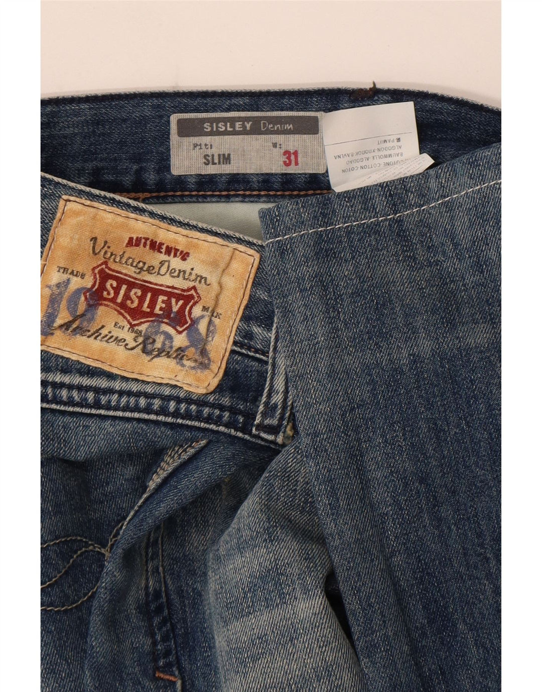 Blugi slim pentru bărbați Sisley Distressed W31 L33 Bumbac albastru