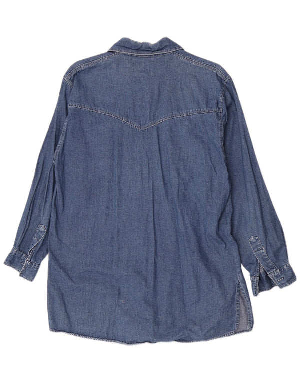 Vintage Cămașă de denim cu paragate pentru femei EU 40 Bumbac albastru mediu