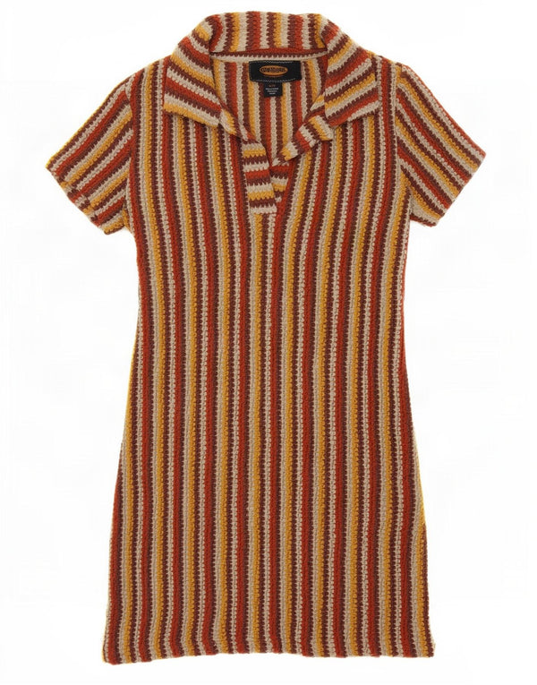 Urban Outfitters Rochie Jumper cu mâneci scurte pentru femei UK 6 XS Maro cu dungi