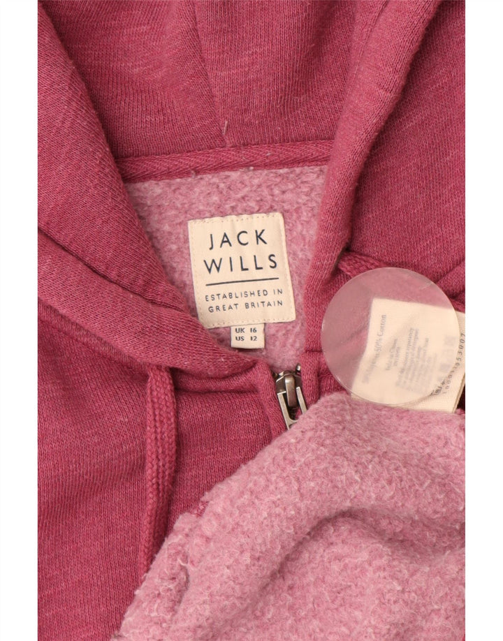 JACK WILLS Pulover cu capota cu fermoar pentru femei UK 16 mare Burgundy Flecked