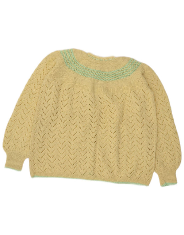 Pulover Cardigan Vintage pentru femei UK 16 Large Yellow