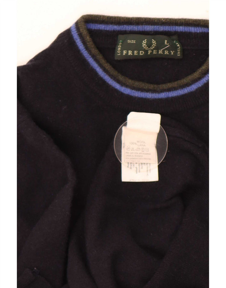 Pulover cu gât țestoasă pentru femei Fred Perry UK 16 mare, lână bleumarin